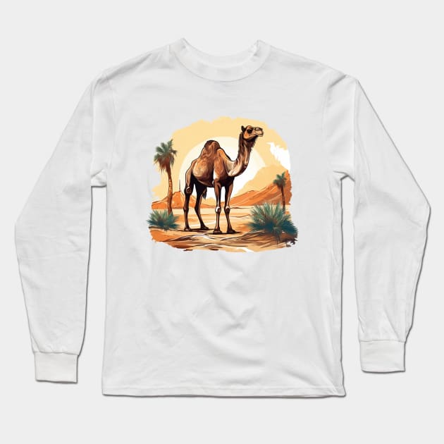 Desert Camel Long Sleeve T-Shirt by zooleisurelife